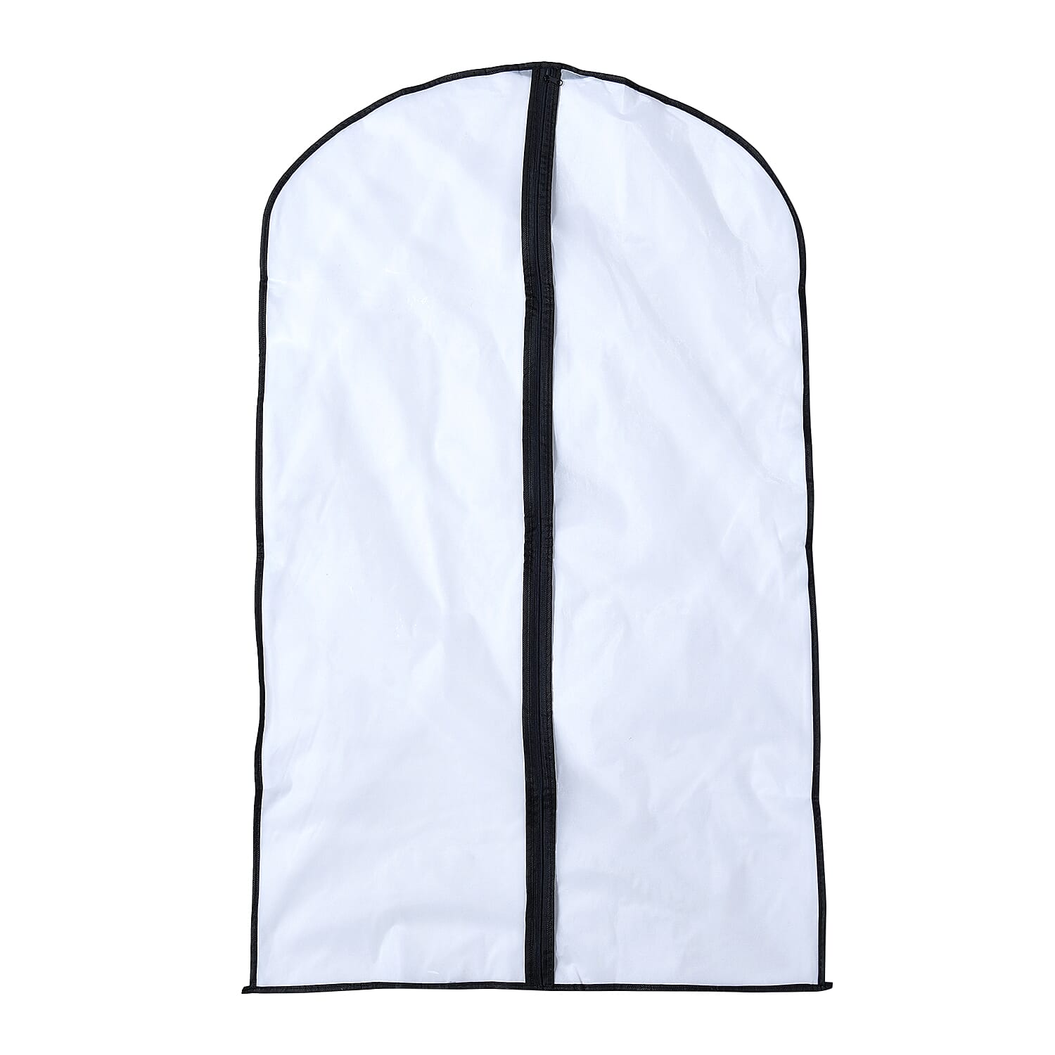 Set of 6 - Dustproof Garment Bag with Zipper & Piping (Size 60x118 Cm) - White and Black