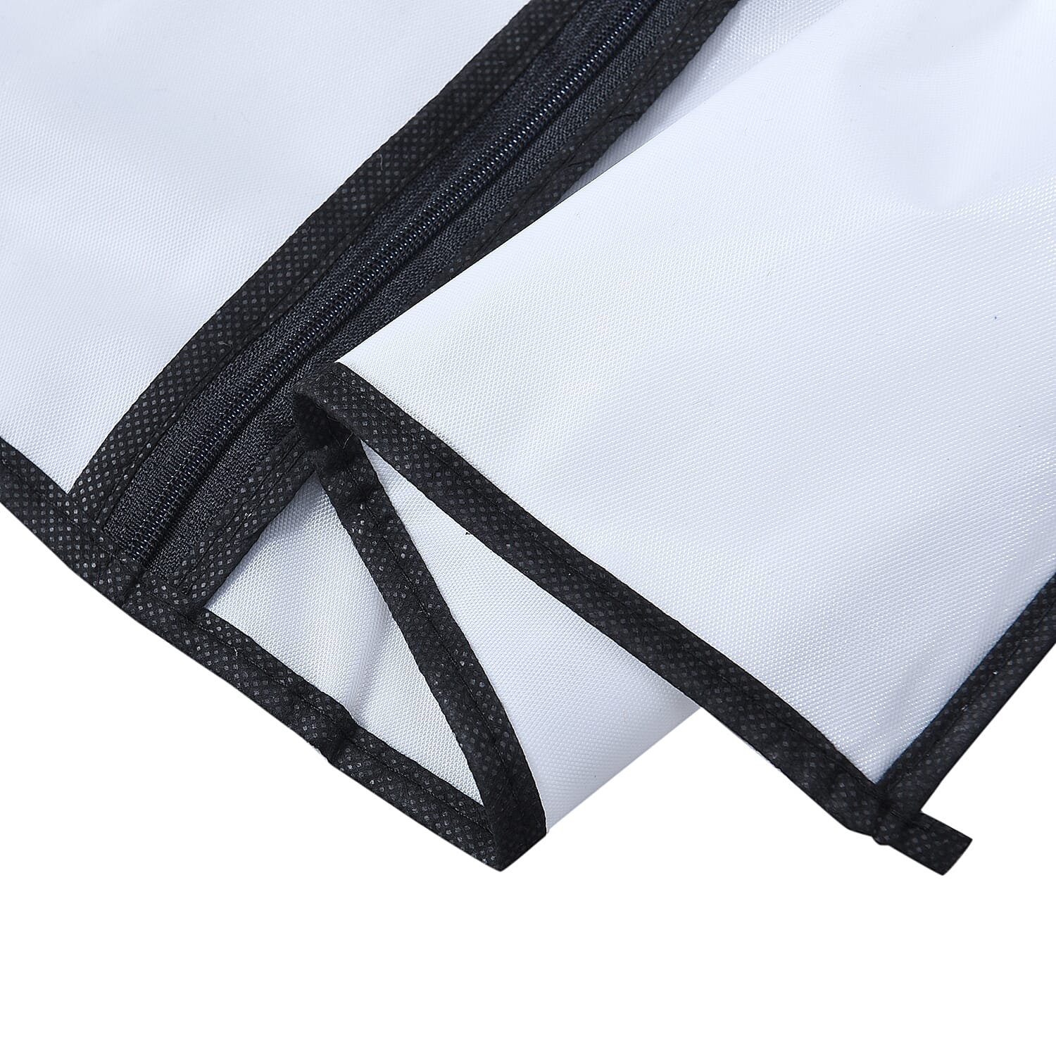 Set of 6 - Dustproof Garment Bag with Zipper & Piping (Size 60x118 Cm) - White and Black
