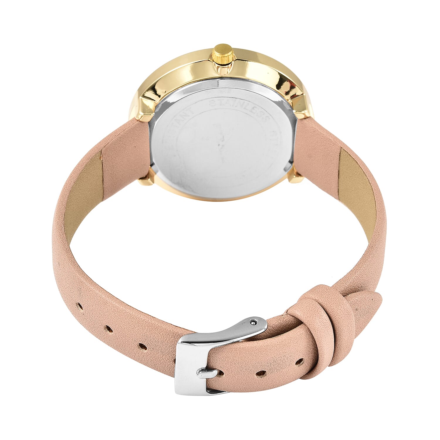 STRADA Japanese Movement Sunburst Effect Dial Water Resistant Watch with Beige Colour Strap