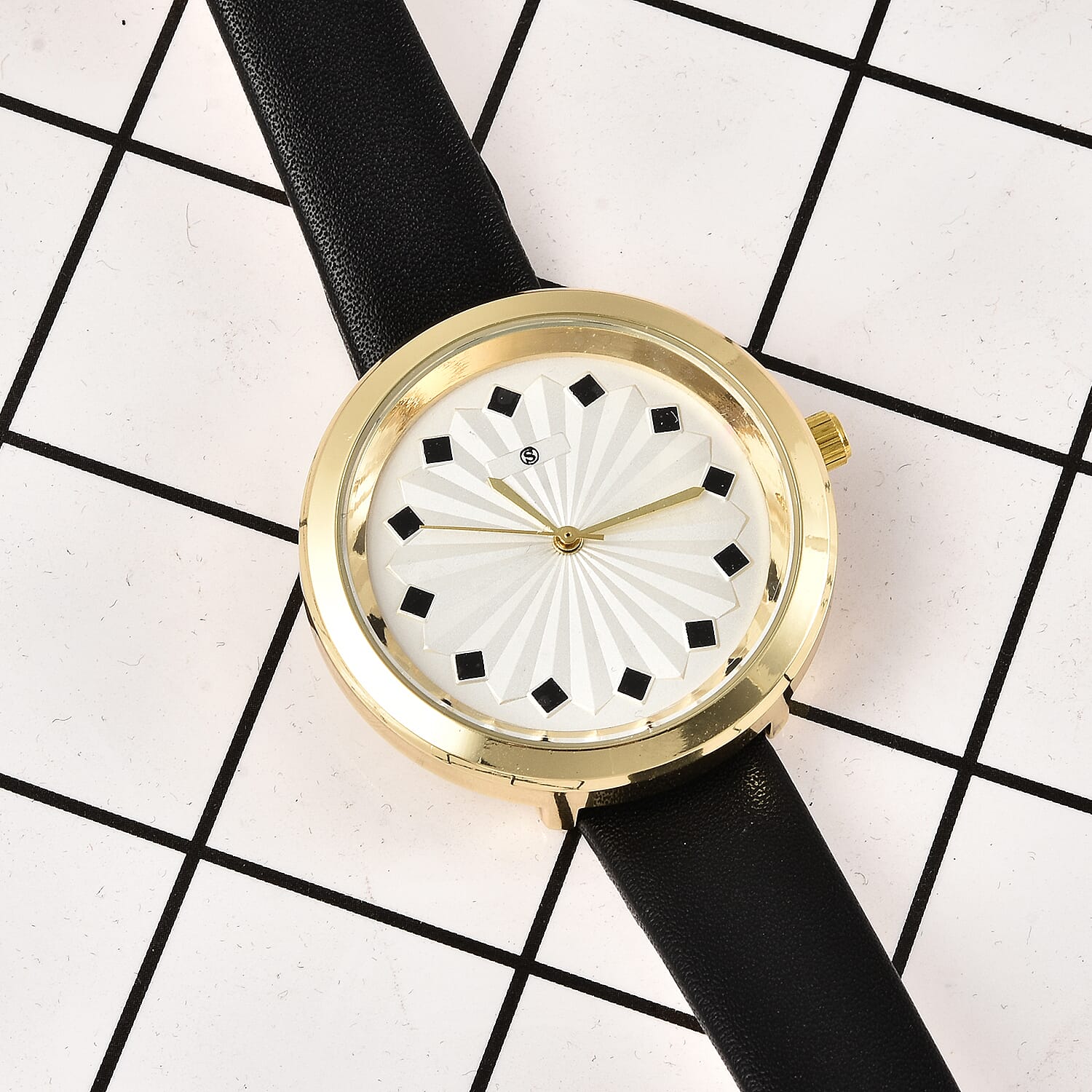 STRADA Japanese Movement Sunburst Effect Dial Water Resistant Watch with Black Colour Strap