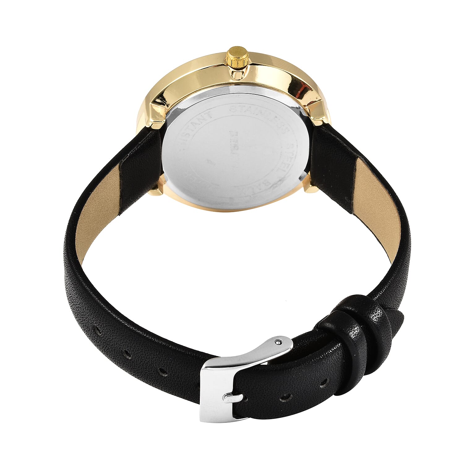 STRADA Japanese Movement Sunburst Effect Dial Water Resistant Watch with Black Colour Strap