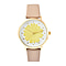 STRADA Japanese Movement Yellow Daisy Floral Water Resistant Watch with Beige Colour Strap