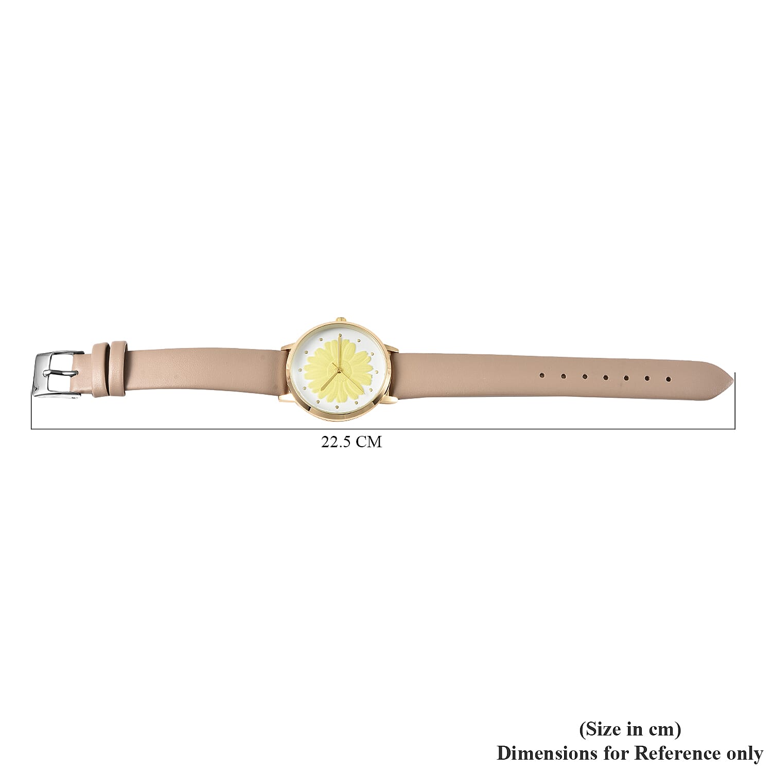 STRADA Japanese Movement Yellow Daisy Floral Water Resistant Watch with Beige Colour Strap