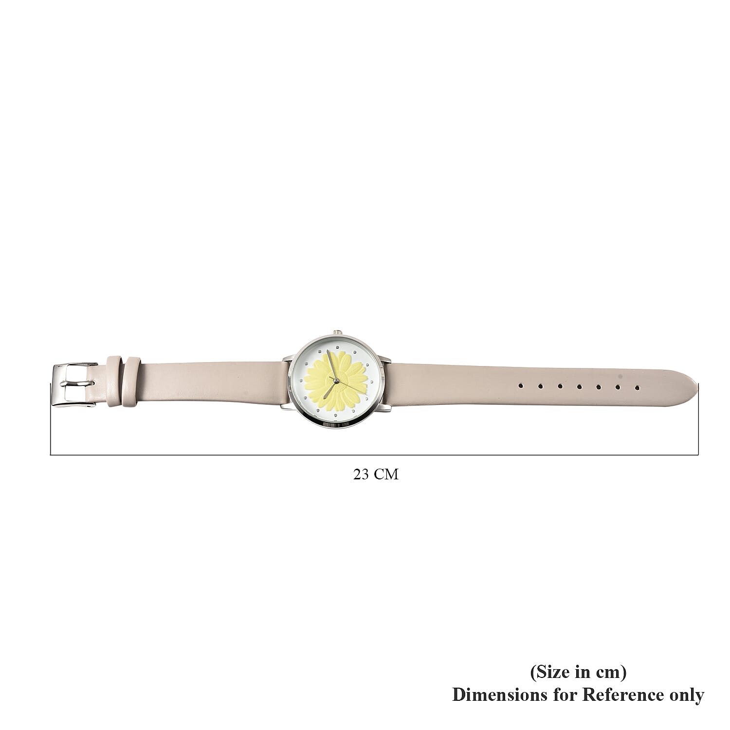 STRADA Japanese Movement Yellow Daisy Floral Water Resistant Watch with Ivory Colour Strap