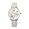 STRADA Japanese Movement Butterfly Pattern Dial Silver Tone Case White Austrian Crystal Studded Water Resistant Watch with Light Grey Colour Strap
