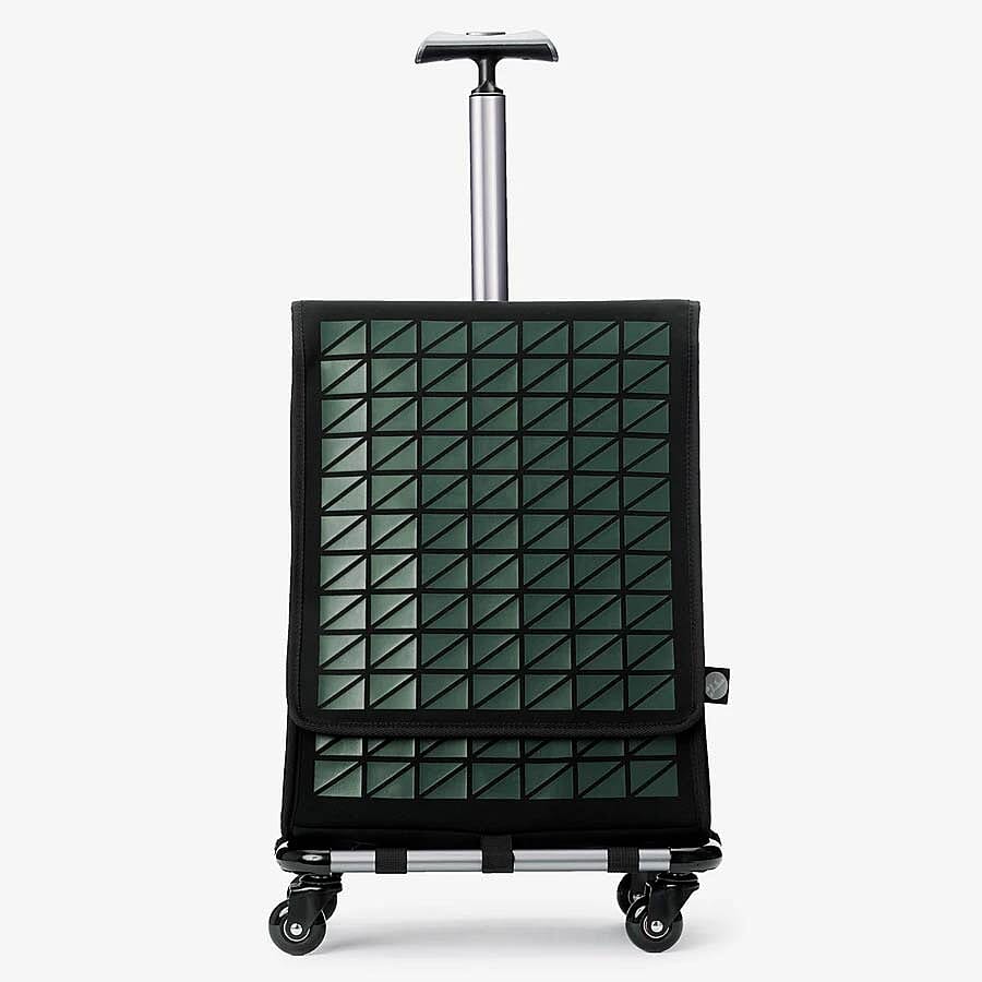 FARINO Unique Top-Loading Bag On 360 Rollerblade Spinner Wheel in Green and Silver