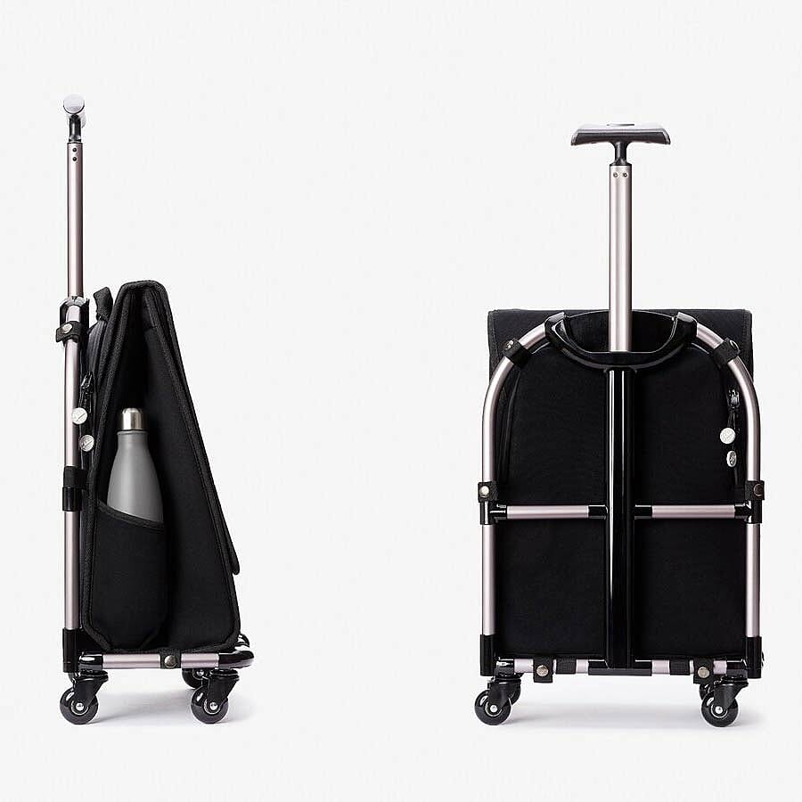 FARINO Unique Top-Loading Bag On 360 Rollerblade Spinner Wheel in Green and Silver