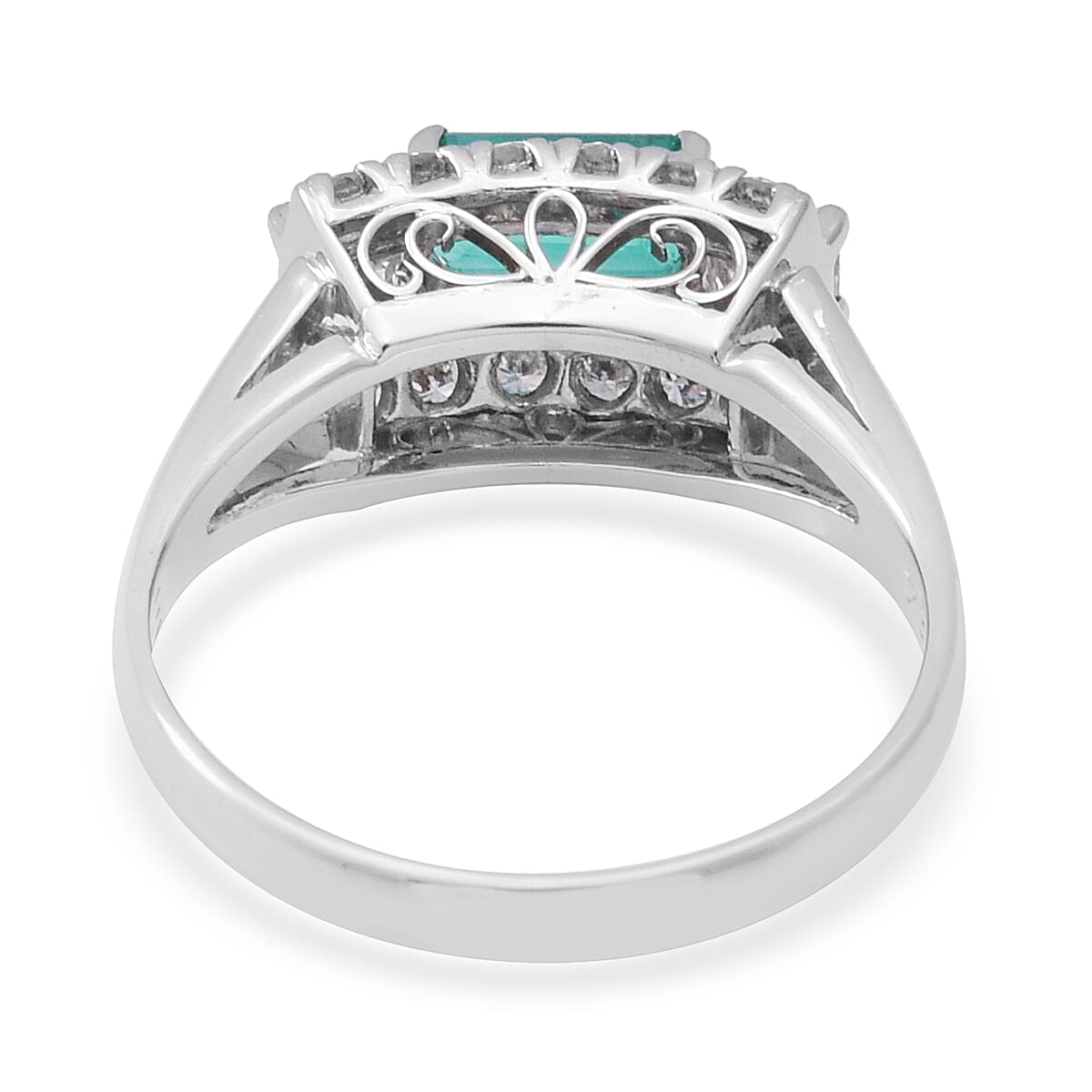 Signature Collection 900 White Platinum Boyaca Colombian Emerald and Diamond (I1-G-H) Ring 1.160 Ct.