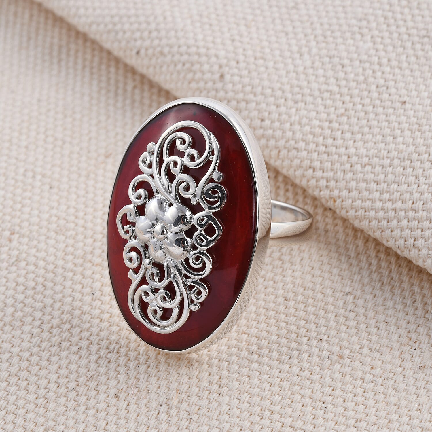 Royal Bali Collection - Sponge Coral Ring in Sterling Silver