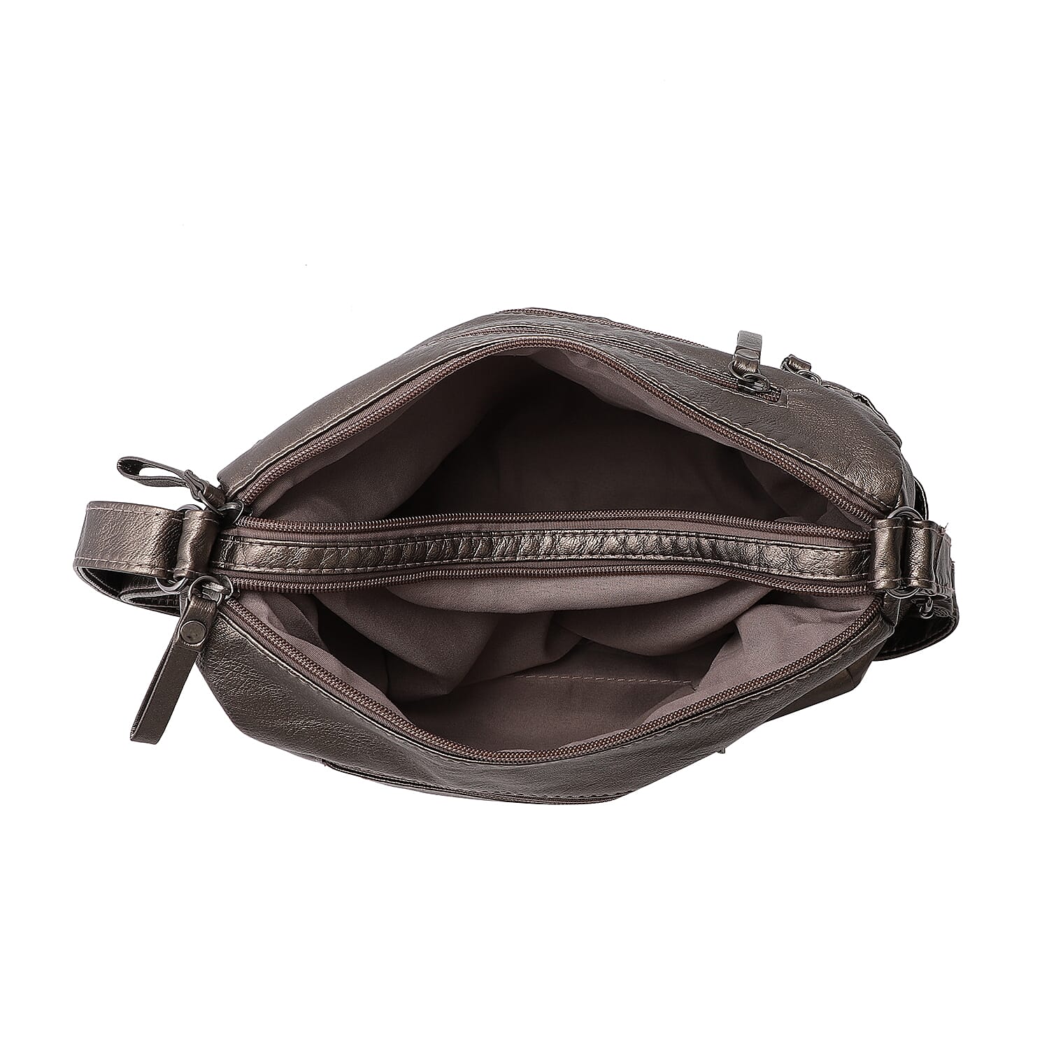 Multi Pocket Crossbody Bag with Zipper Closure and Adjustable Shoulder Strap (Size 30x20x11cm) - Grey