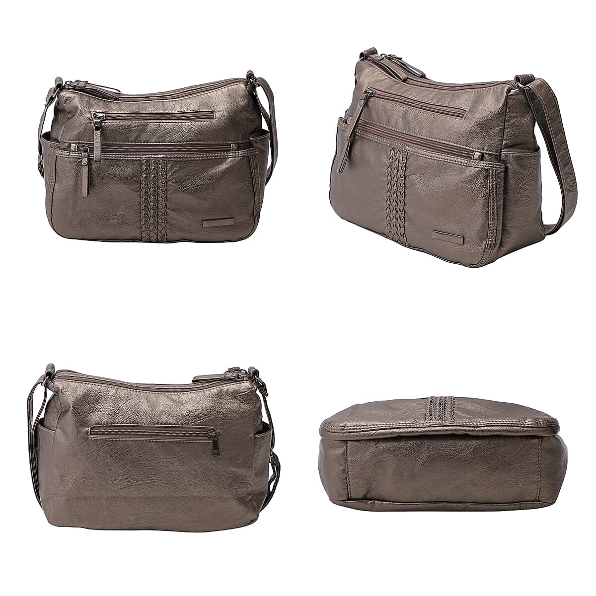 Multi Pocket Crossbody Bag with Zipper Closure and Adjustable Shoulder Strap (Size 30x20x11cm) - Grey