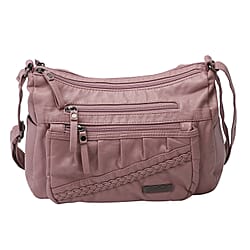 Multi Pocket Crossbody Bag with Zipper Closure and Adjustable Shoulder Strap (Size 30x20x11cm) - Pink