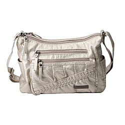 Multi Pocket Crossbody Bag with Zipper Closure and Adjustable Shoulder Strap (Size 30x20x11cm) - Champagne