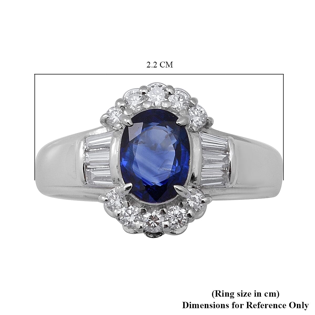 Signature Collection - 900 Platinum AAAA  Ceylon Blue Sapphire and Diamond Ring 1.71 Ct, Platinum Wt. 6.06 Gms