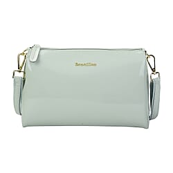 SENCILLEZ 100% Genuine Leather Crossbody Bag with Detachable Strap and Zipper Closure (Size 29x9x17cm) - Mint Green