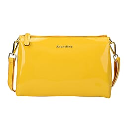 SENCILLEZ 100% Genuine Leather Crossbody Bag with Detachable Strap and Zipper Closure (Size 29x9x17cm) - Yellow