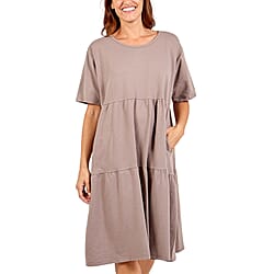 Nova of London Tiered Oversized Smock Midi Dress in Mocha (Size up to 20) (56x102cm)