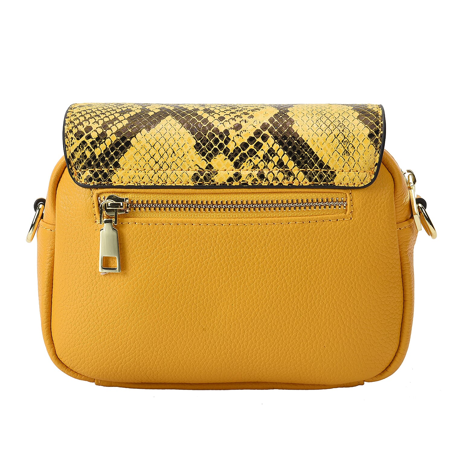 Genuine Leather Womens Snake Print Crossbody Bag with Shoulder Strap - Black