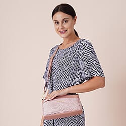 Sencillez Women's Zebra Pattern Genuine Leather Crossbody Bag with Shoulder Strap  - Sky Blue