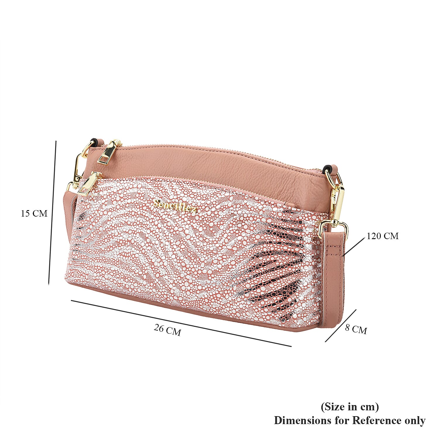 Womens Zebra Pattern Genuine Leather Crossbody Bag with Shoulder Strap - Sky Blue