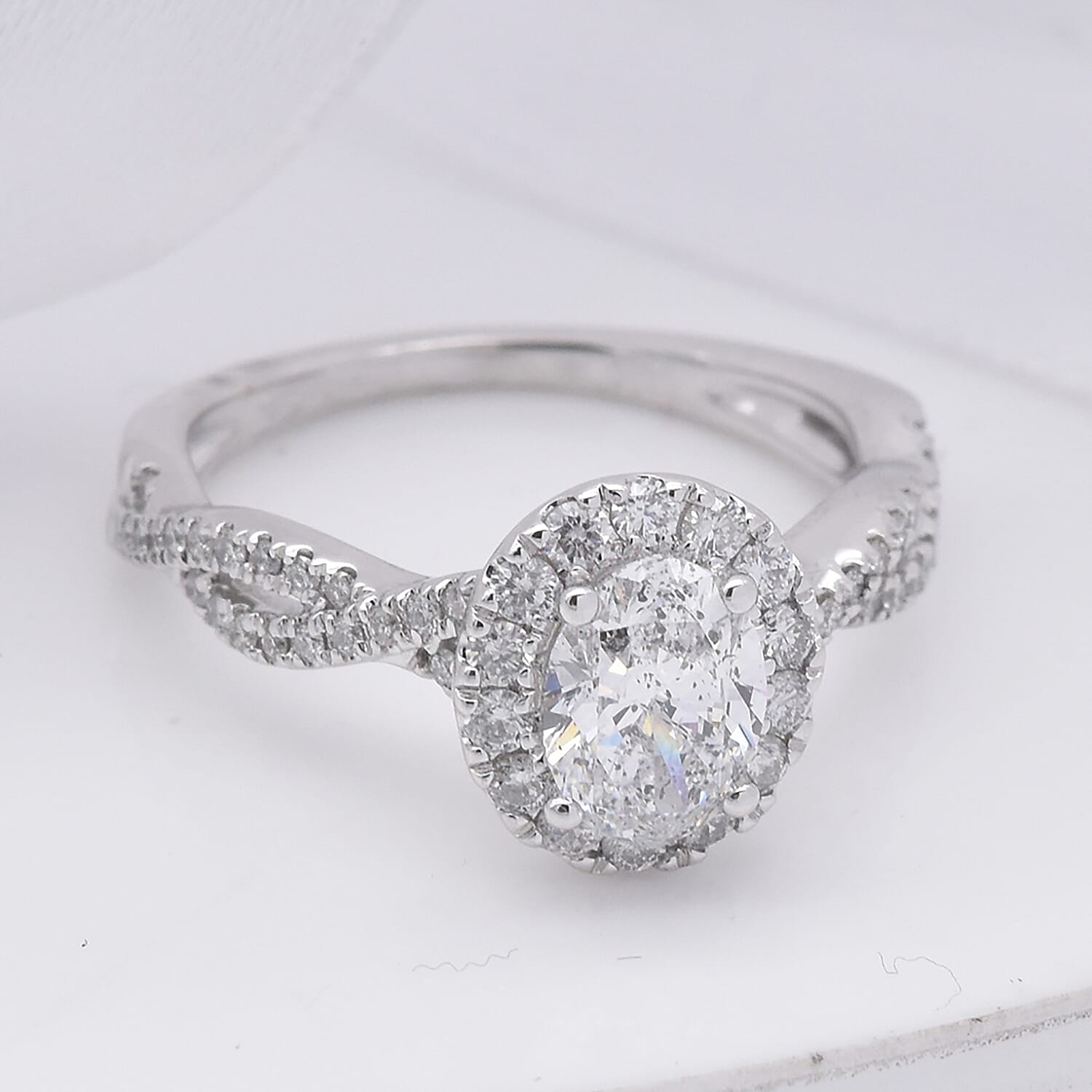 NY Close Out 14K White Gold Natural Independent Laboratories Certified Diamond (I1-G-H) Ring 1.50 Ct.