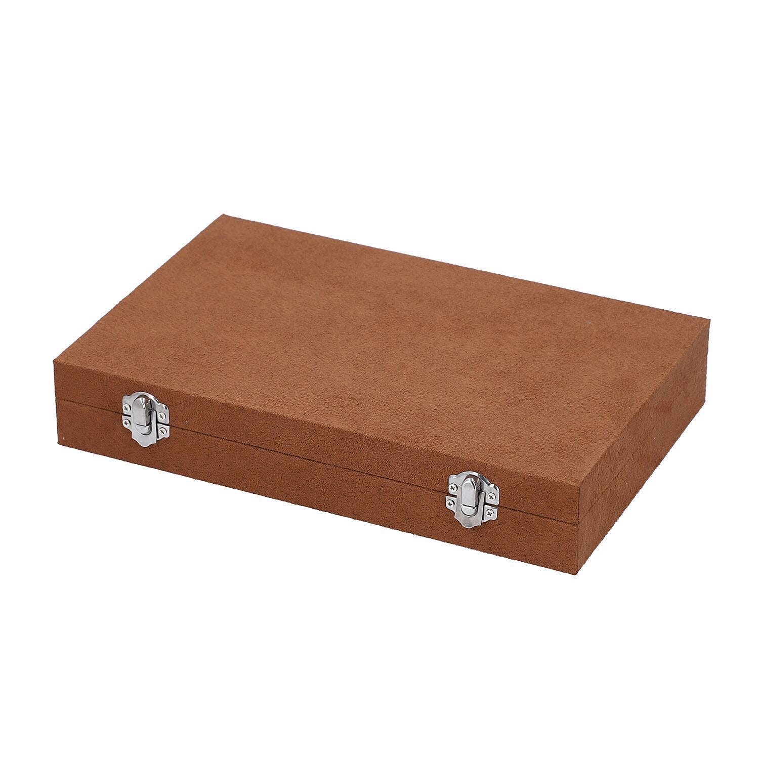 DOD-Luxurious Velvet Anti-Tarnish Jewelry Organizer Box - Brown
