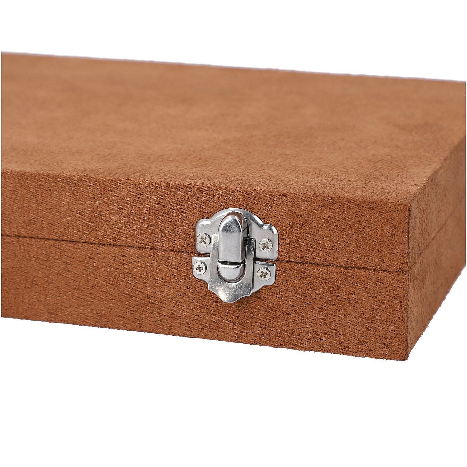 DOD-Luxurious Velvet Anti-Tarnish Jewelry Organizer Box - Brown