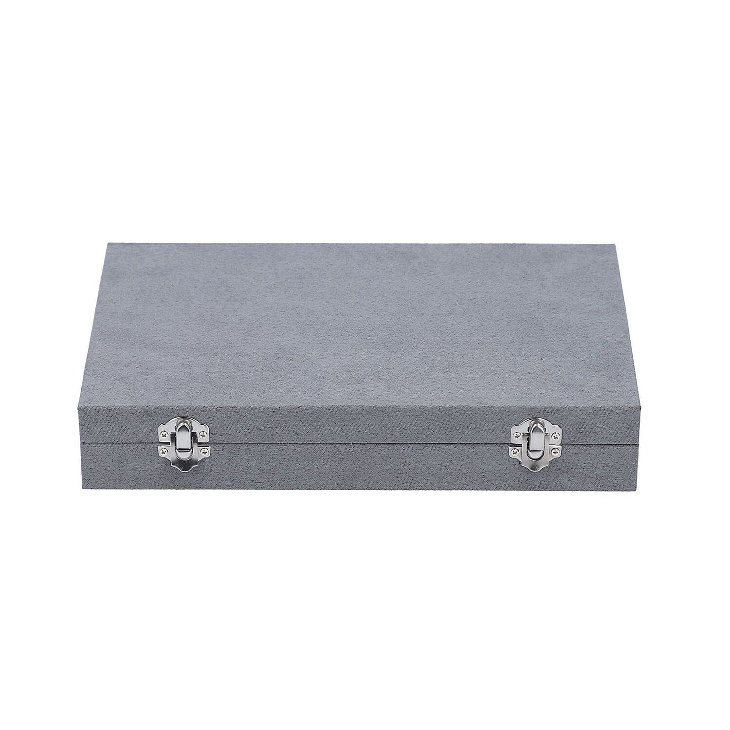 DOD-Luxurious Velvet Anti-Tarnish Jewelry Organizer Box - Grey