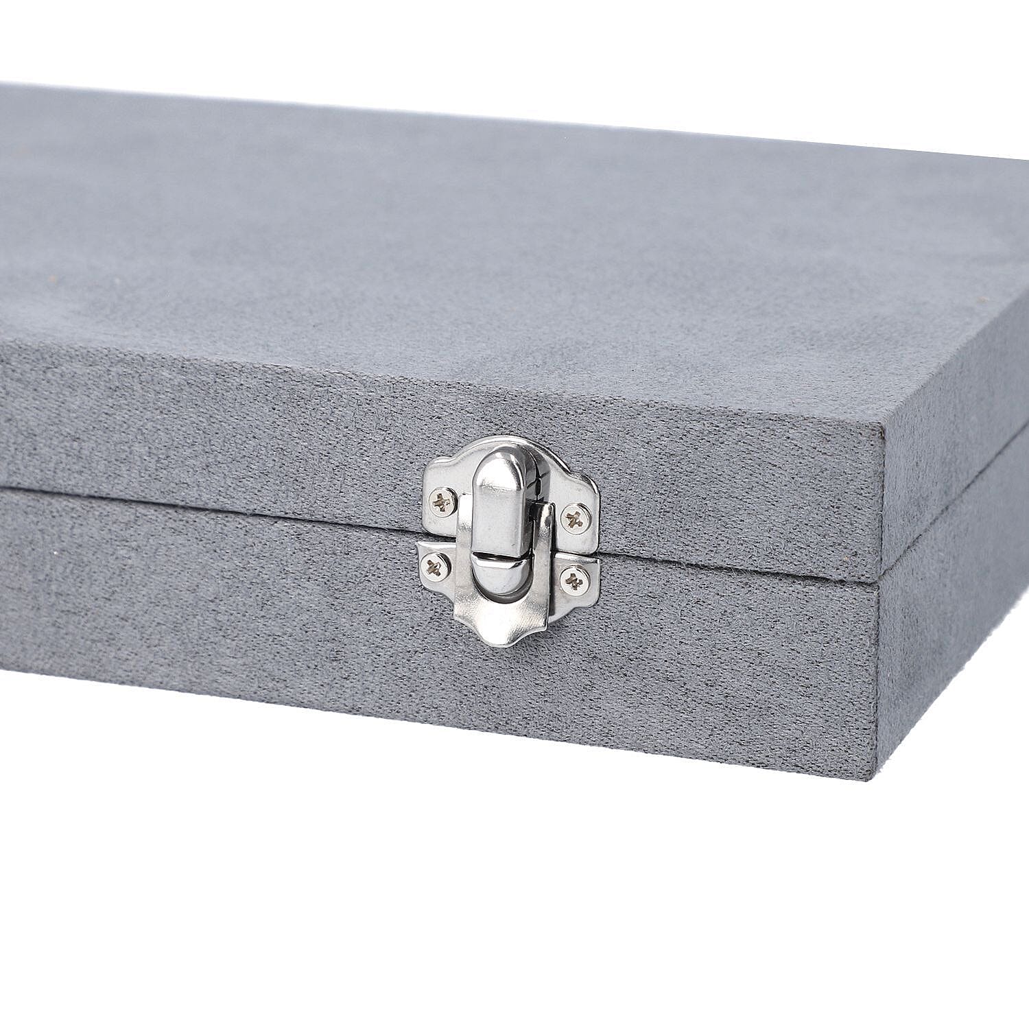 DOD-Luxurious Velvet Anti-Tarnish Jewelry Organizer Box - Grey