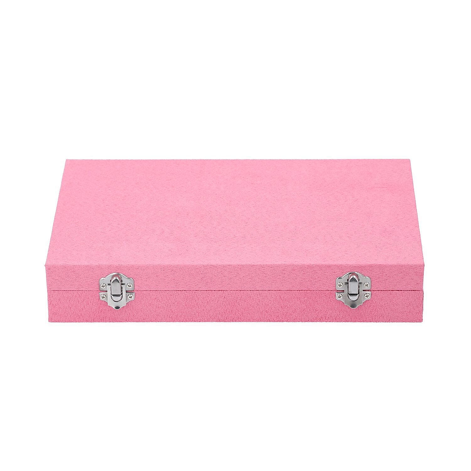DOD-Luxurious Velvet Anti-Tarnish Jewelry Organizer Box - Pink