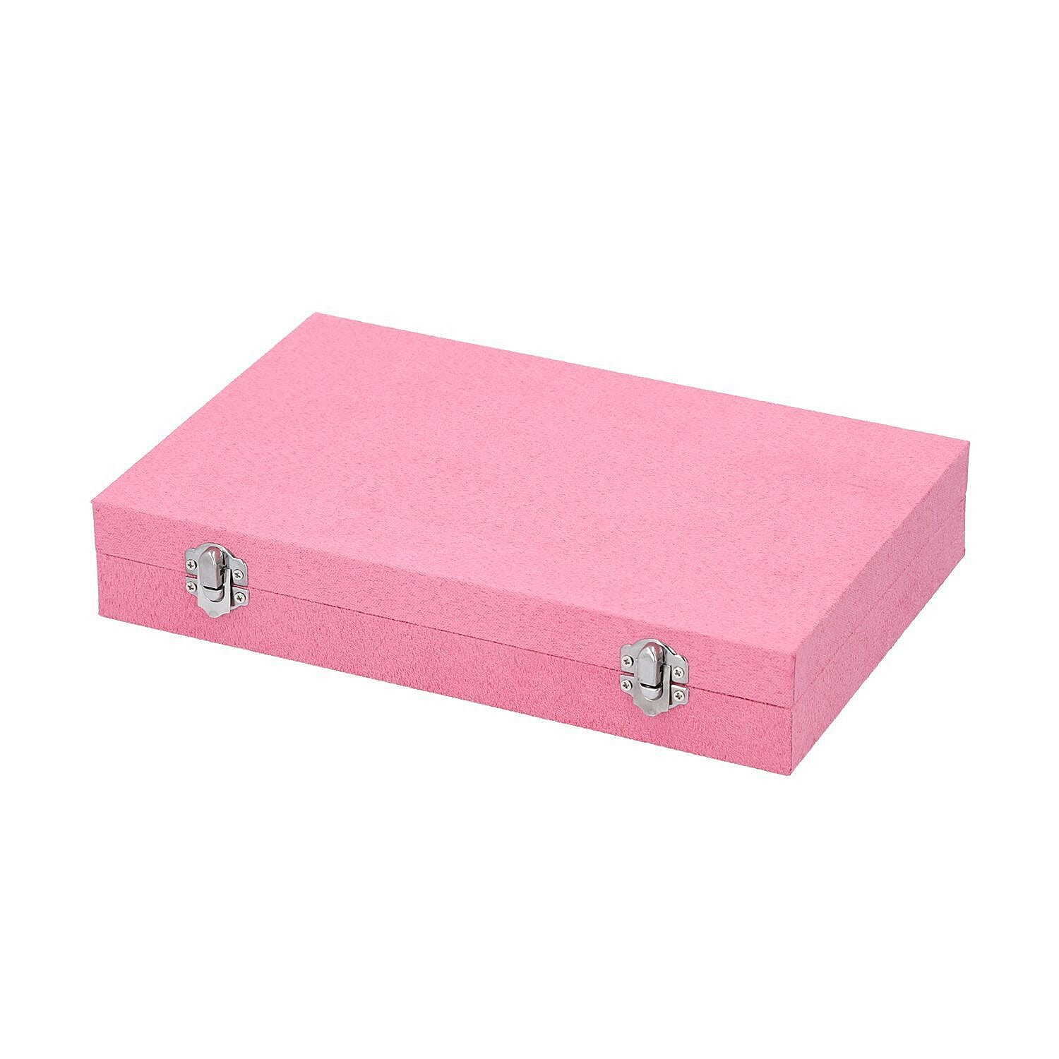 DOD-Luxurious Velvet Anti-Tarnish Jewelry Organizer Box - Pink