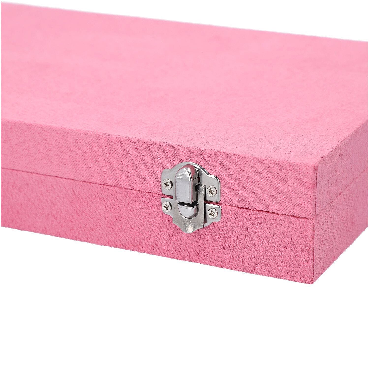 DOD-Luxurious Velvet Anti-Tarnish Jewelry Organizer Box - Pink