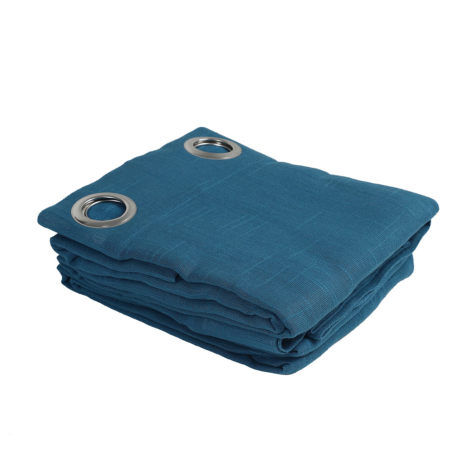 Set of 2 - 100% Cotton Textured Slub Blackout Curtain with Eyelets (Size 140x234cm) - Cobalt Blue  (55X92 inch)