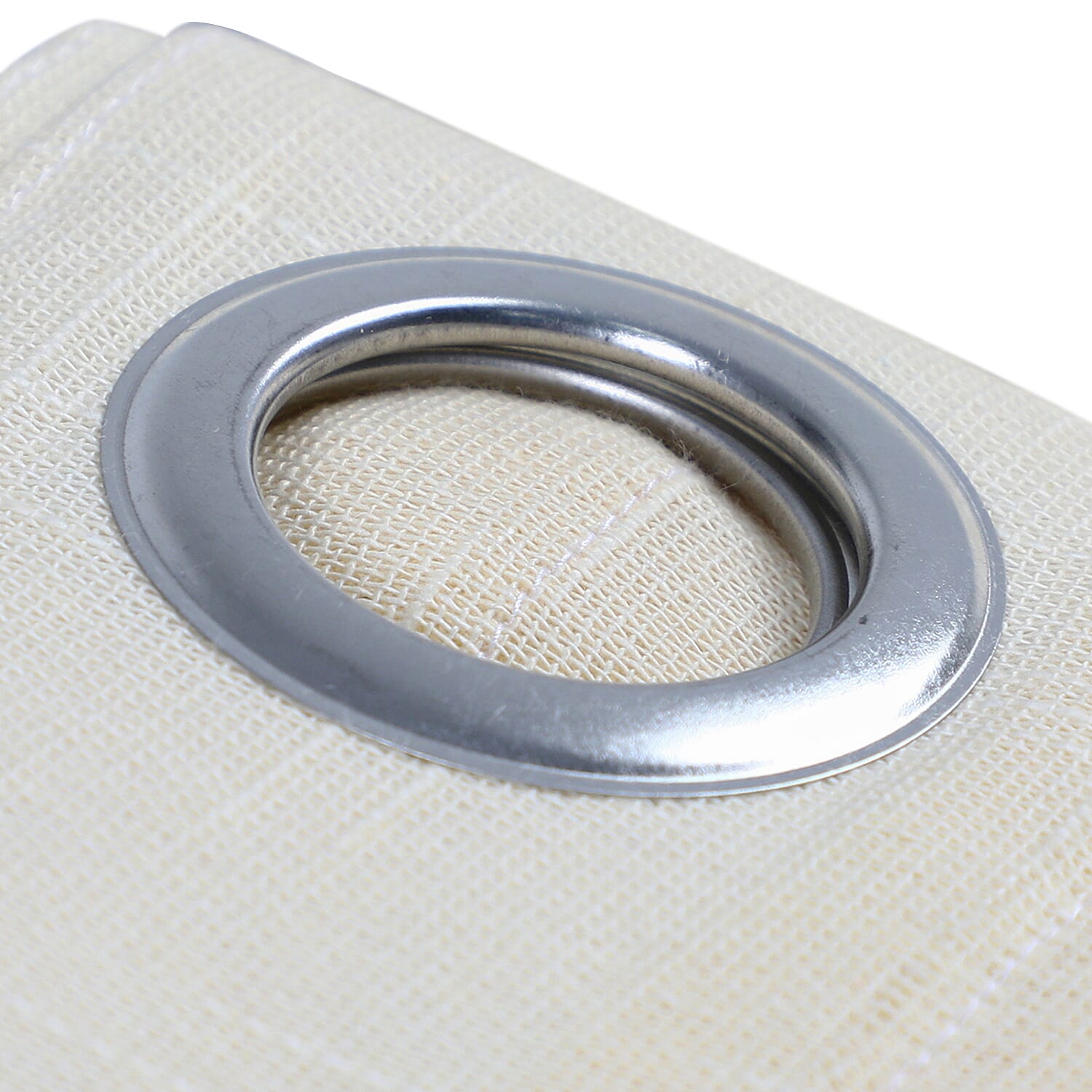 Set of 2 - 100% Cotton Textured Slub Curtain with Eyelets (Size 140x234cm) - Cream