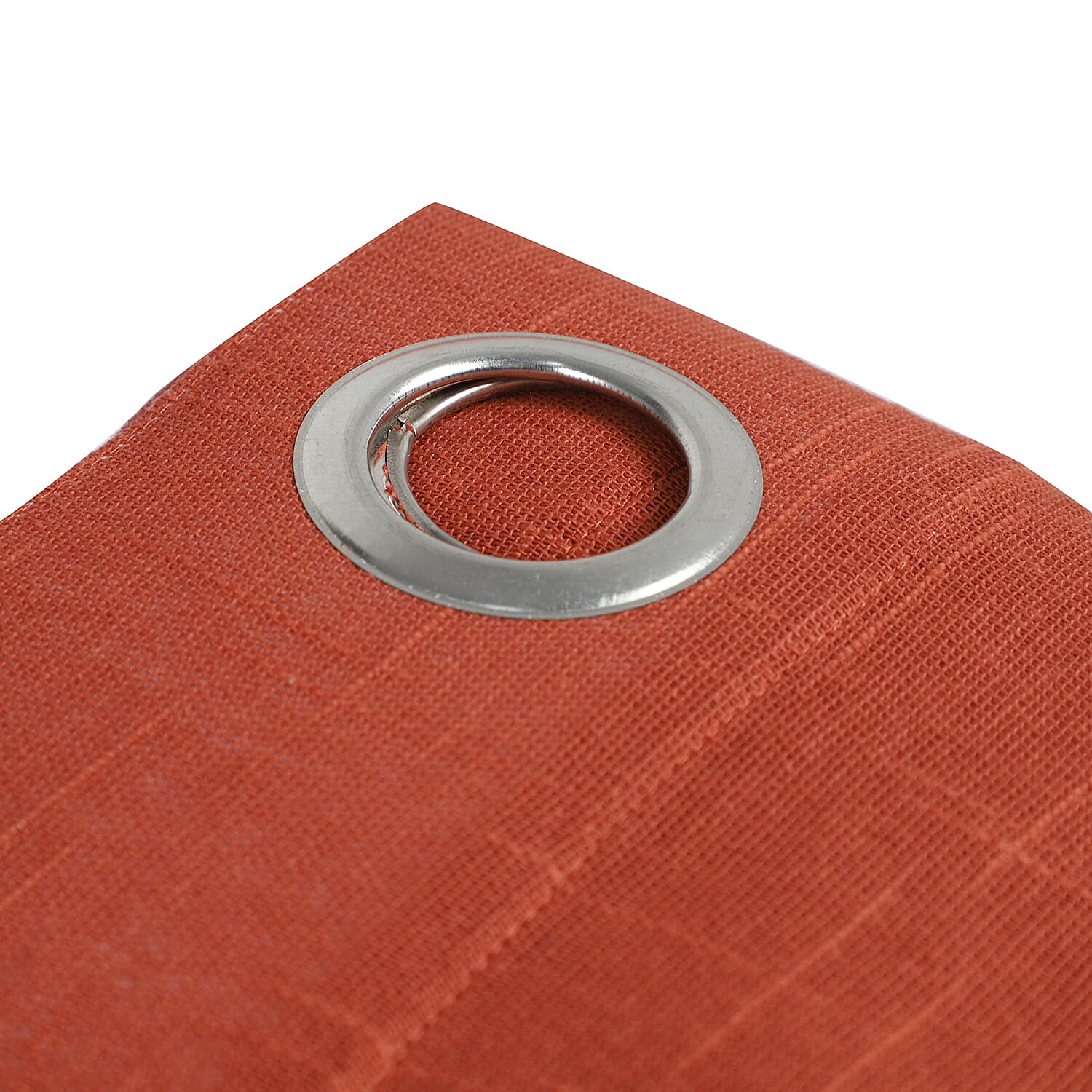 Set of 2 - 100% Cotton Textured Slub Curtain with Eyelets (Size 140x234cm) - Terracotta (55X92 inch)