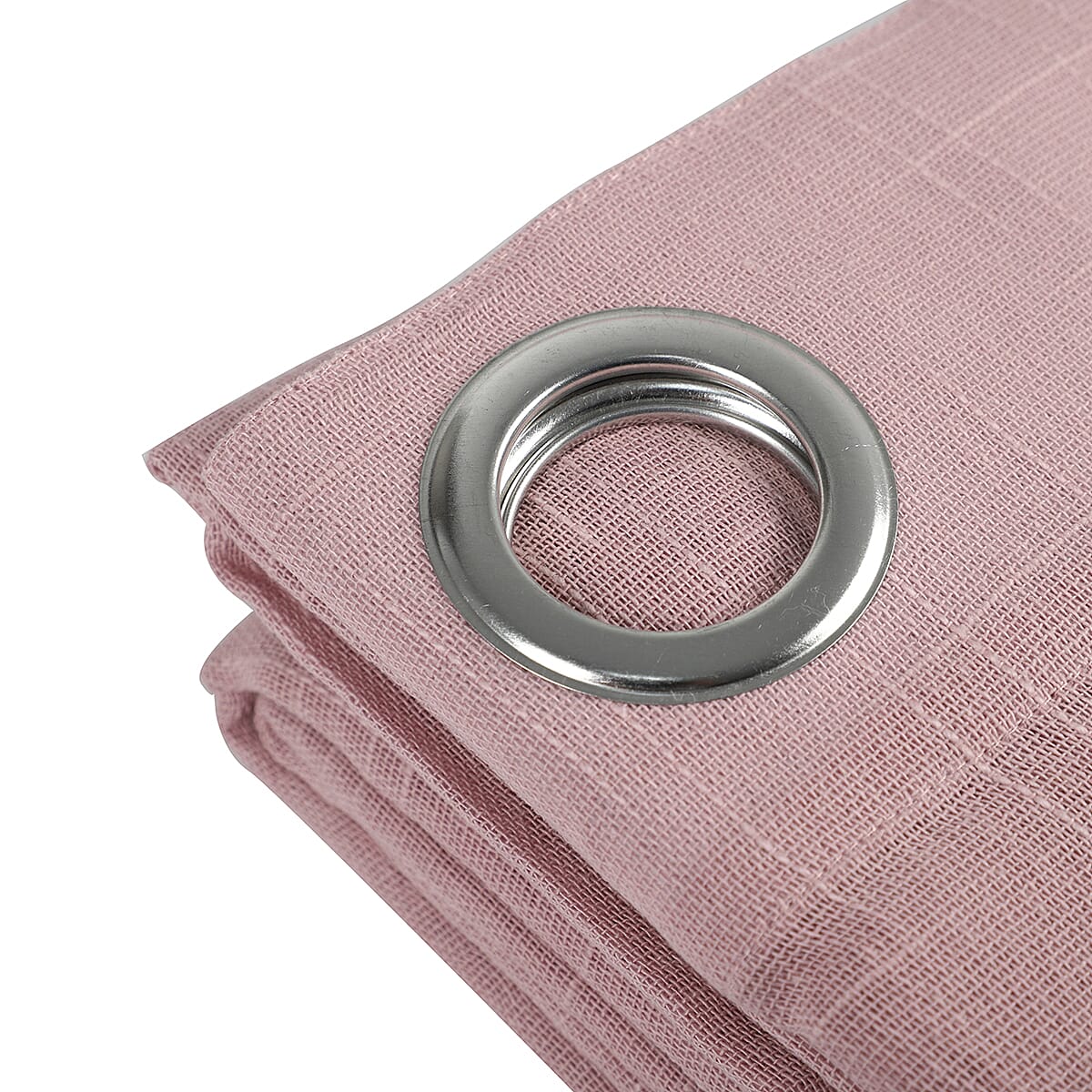 Set of 2 - 100% Cotton Textured Slub  Curtain with Eyelets (Size 140x234cm) - Dusky Pink  (55X92 inch)