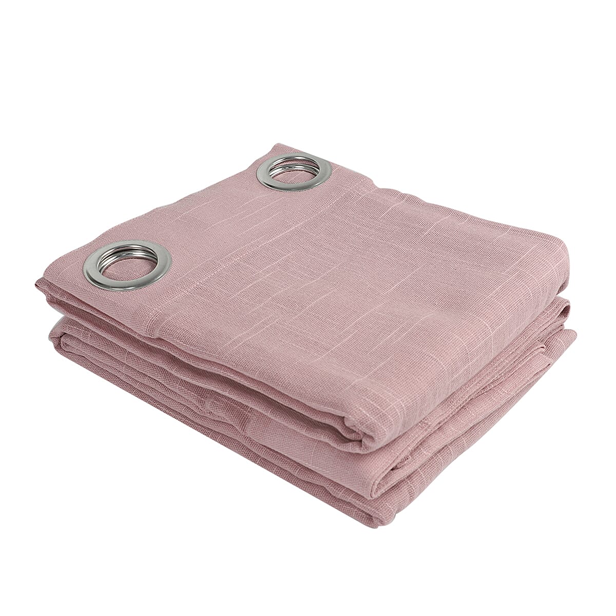 Set of 2 - 100% Cotton Textured Slub  Curtain with Eyelets (Size 140x234cm) - Dusky Pink  (55X92 inch)