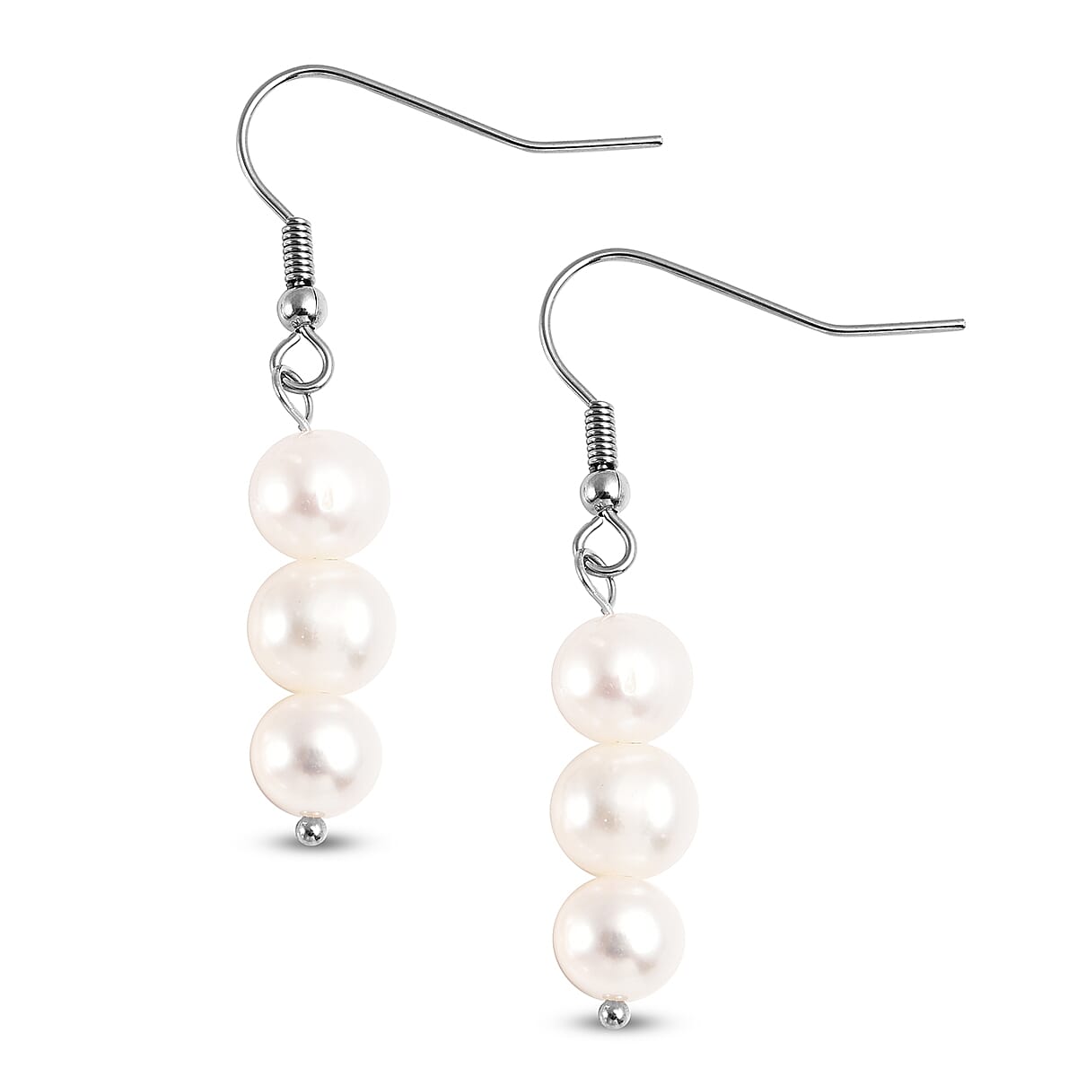 Freshwater Pearl  Fish Hook Earrings in Stainless Steel  20.00  Ct.