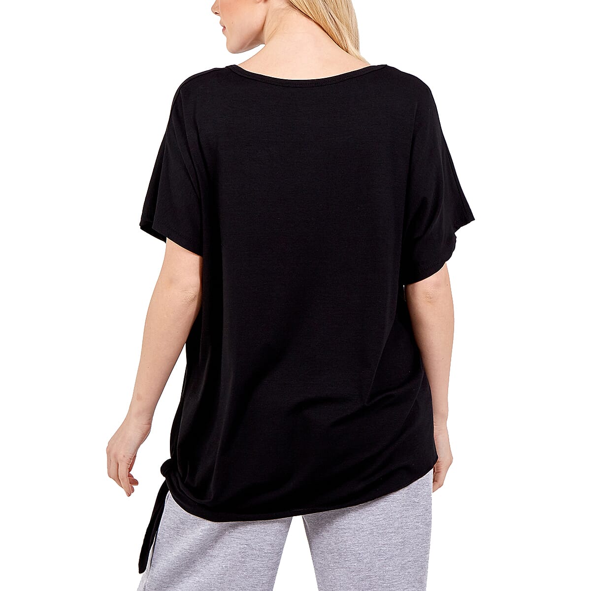 NOVA of London Black Scoop Neck Side Tie Top ( size up to 20 )