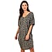 Nova of London Off Shoulder Leopard Print V-Neck Oversized Dress  in Khaki (Length 92cm) (Size up to 20)