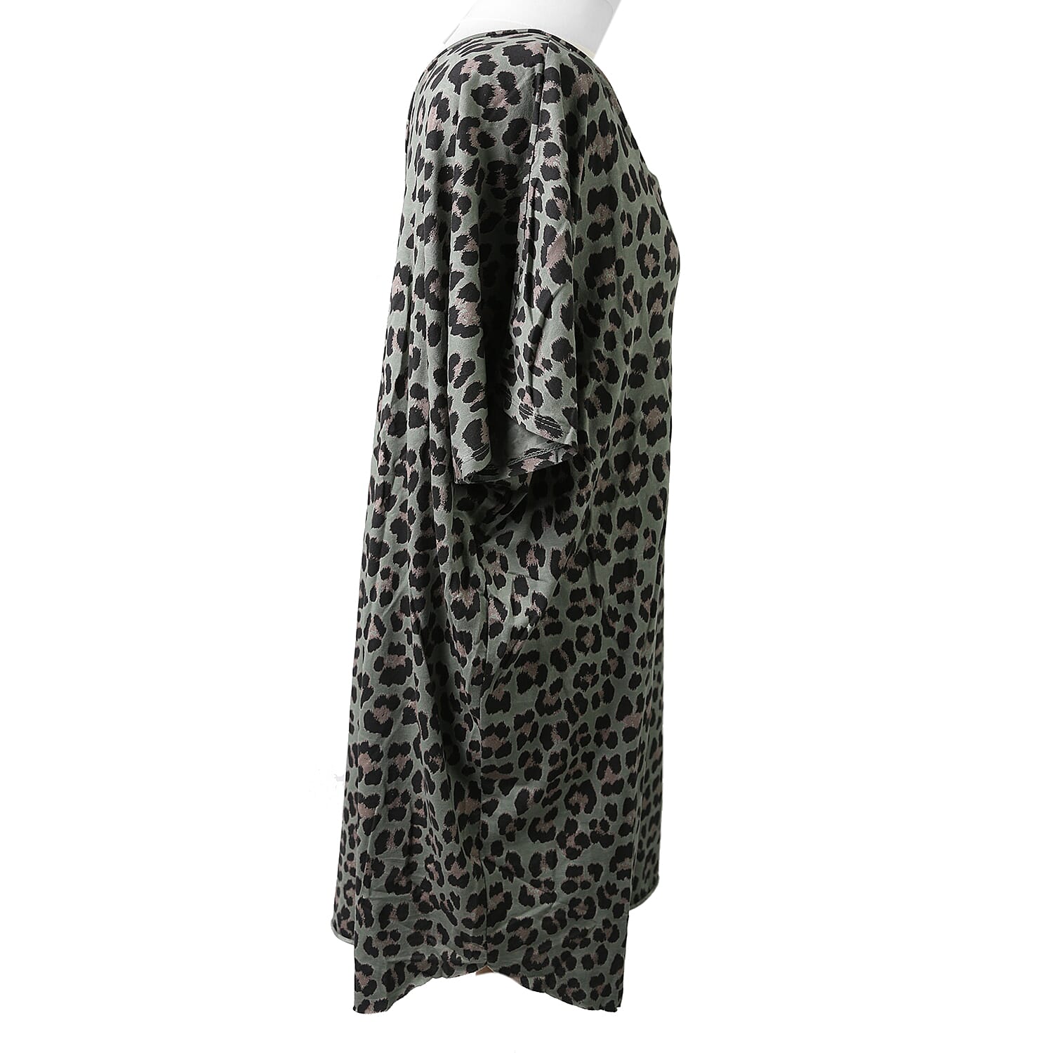 Nova of London Off Shoulder Leopard Print V-Neck Oversized Dress  in Beige (Length 92cm) (Size up to 20)