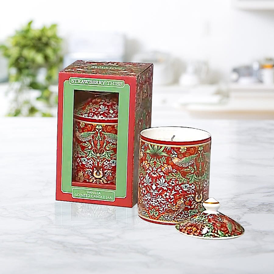 Lesser & Pavey William Morris Strawberry Thief Red Candle Jar(13X8 CM )