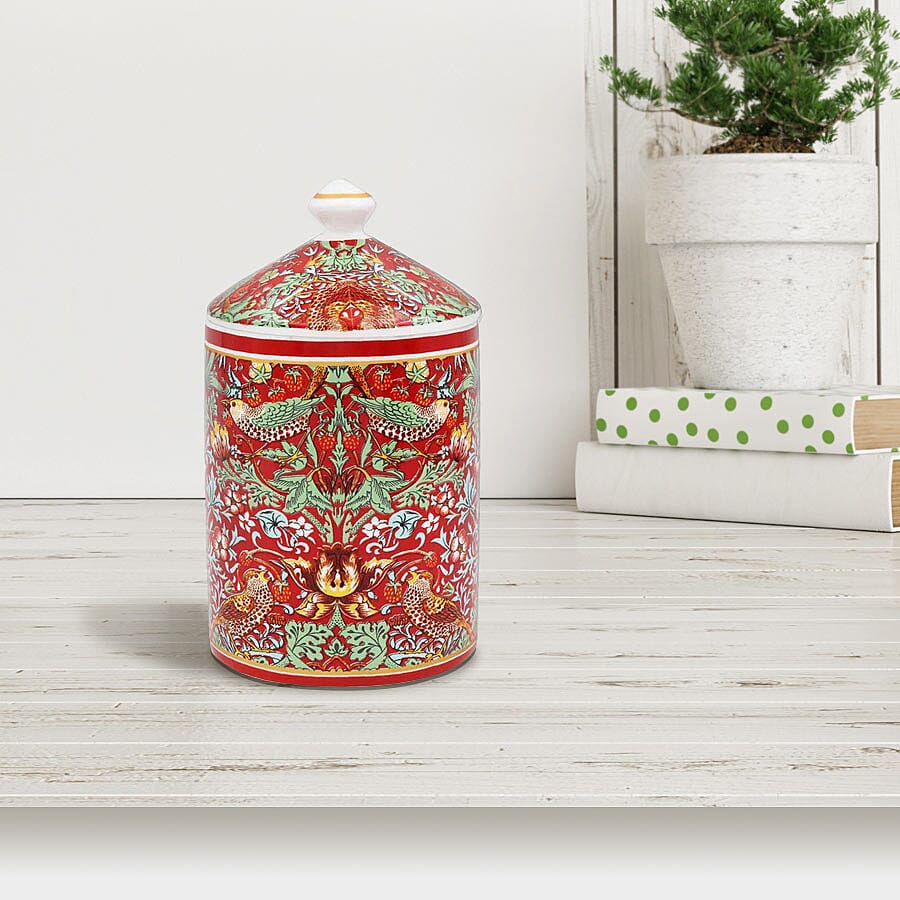 Lesser & Pavey William Morris Strawberry Thief Red Candle Jar(13X8 CM )