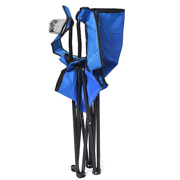 Portable Folding Camping Outdoor Chair with Mesh Cup Holder (Support upto 100Kg) (Size:80x50Cm) - Blue