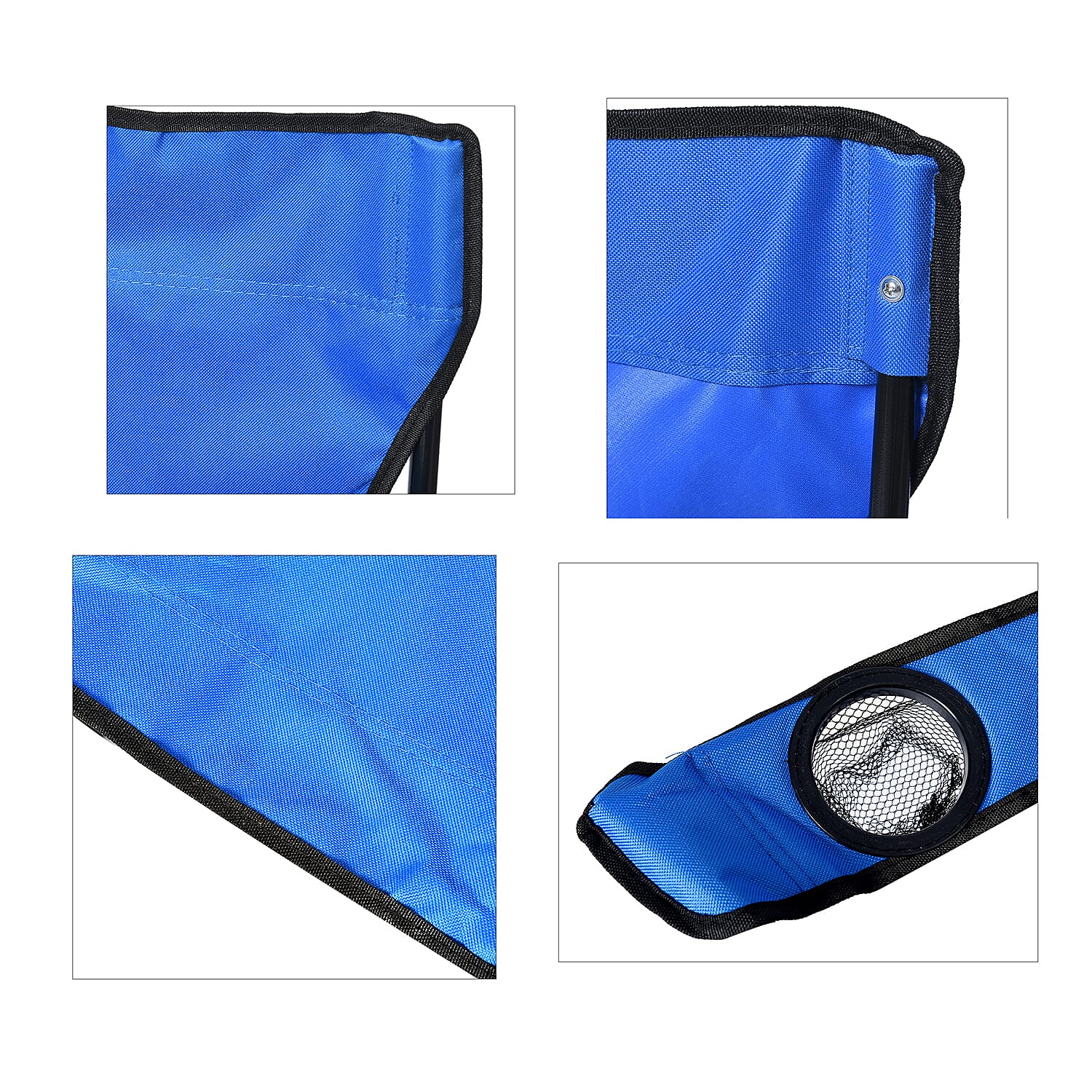 Portable Folding Camping Outdoor Chair with Mesh Cup Holder (Support upto 100Kg) (Size:80x50Cm) - Blue