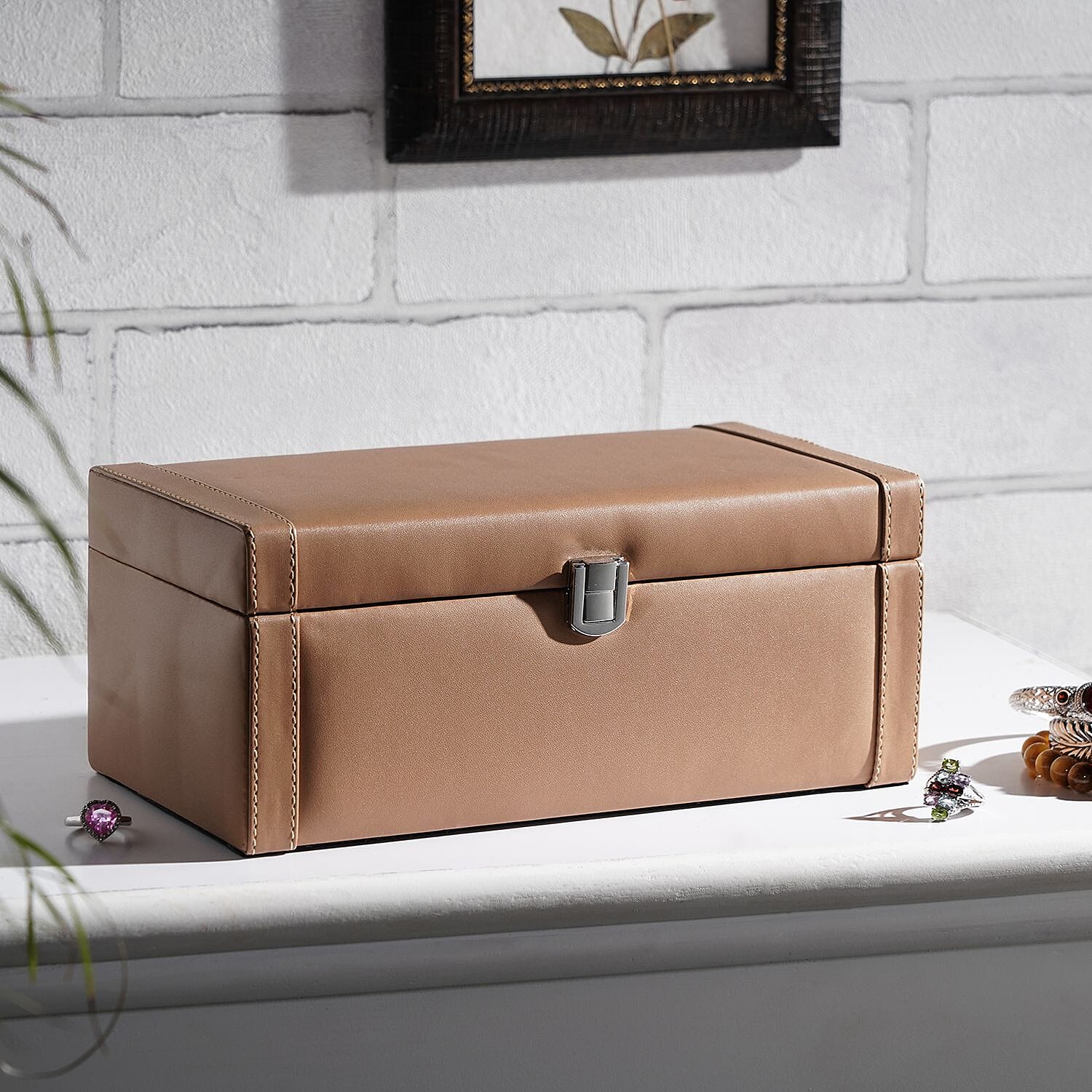 Jewellery Box with Multiple Storage Options - Beige