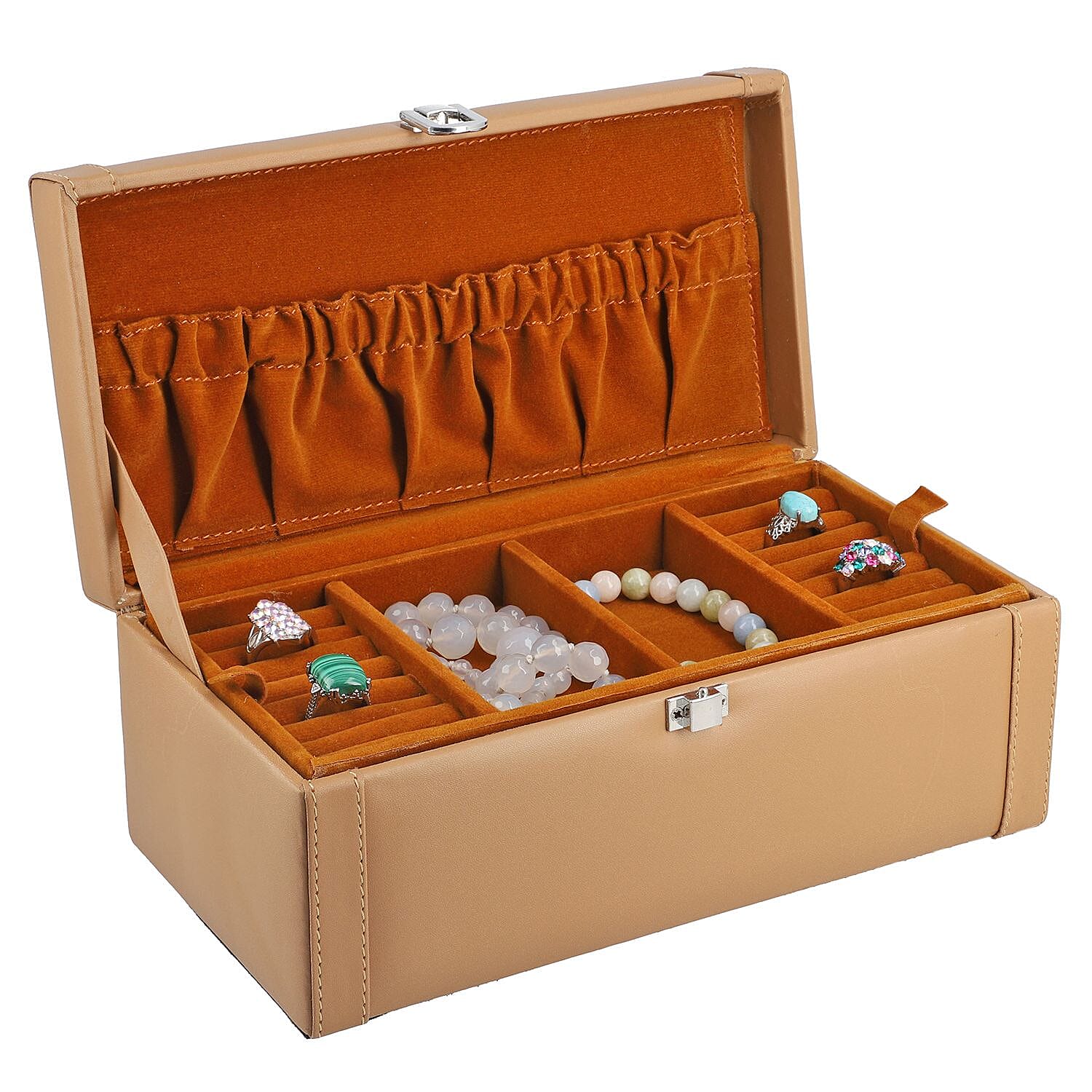 Jewellery Box with Multiple Storage Options - Beige