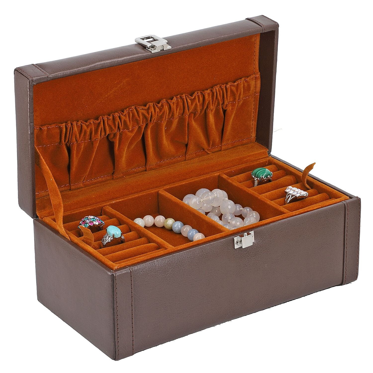 Jewellery Box with Multiple Storage Options - Brown
