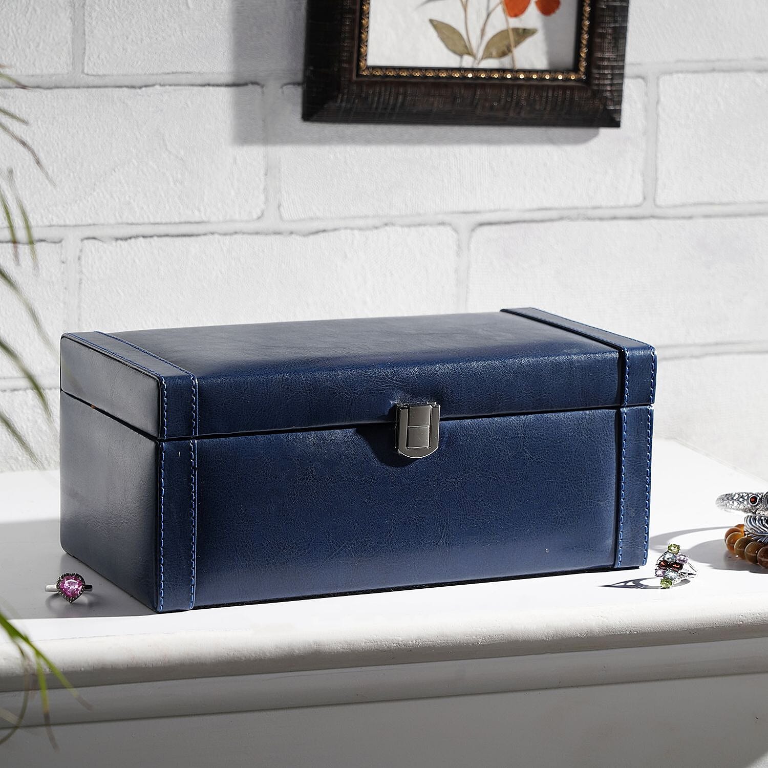Jewellery Box with Multiple Storage Options - Navy Blue