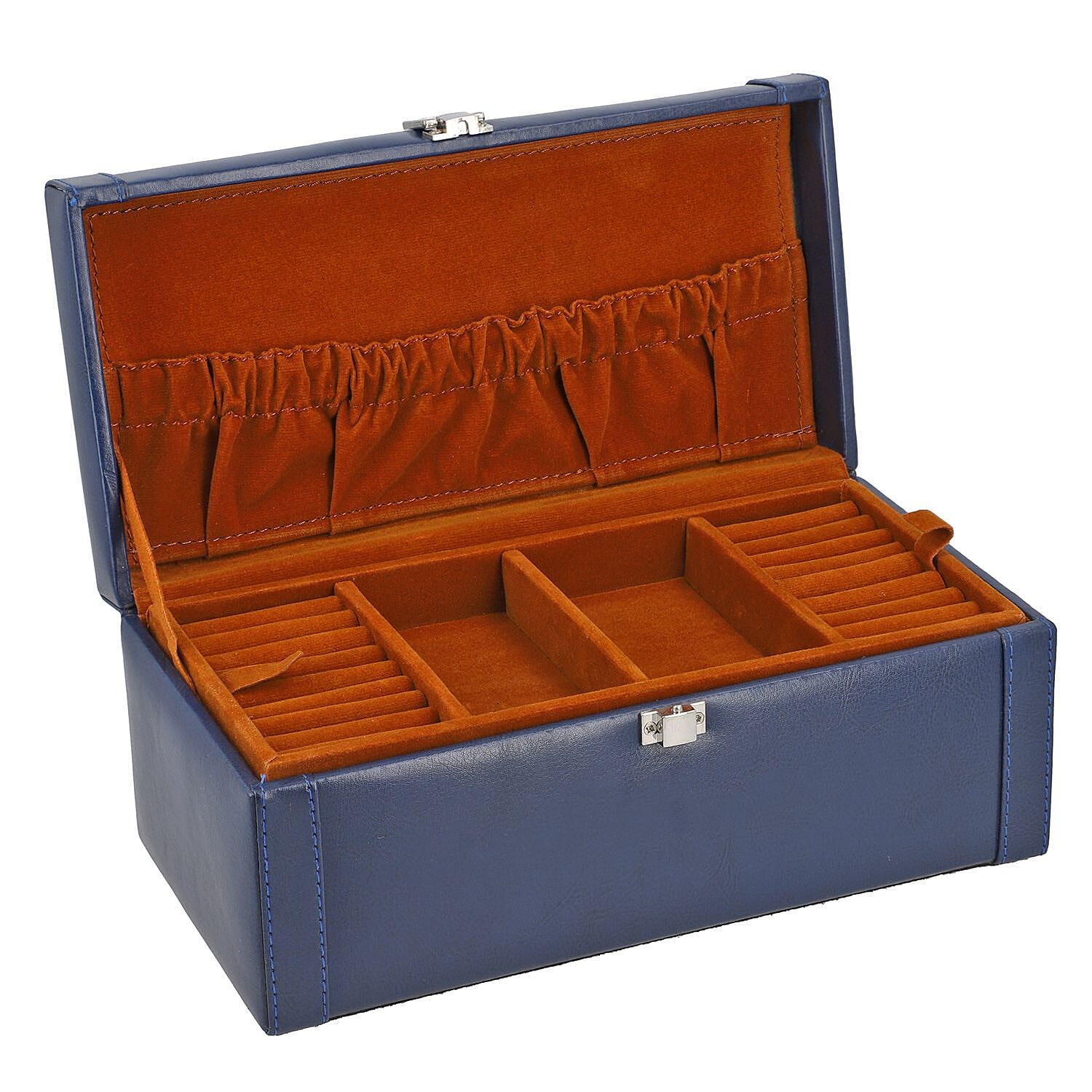 Jewellery Box with Multiple Storage Options - Navy Blue